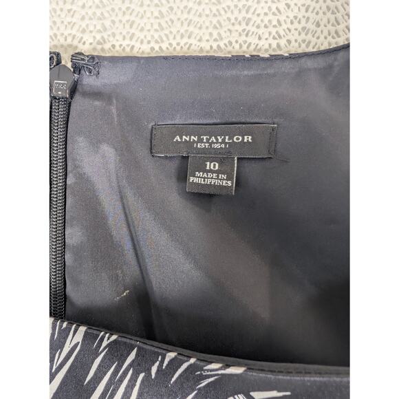 Ann Taylor Black White Print Silk Sleeveless Dress Size 10 Event Cocktail A-line - Picture 4 of 5